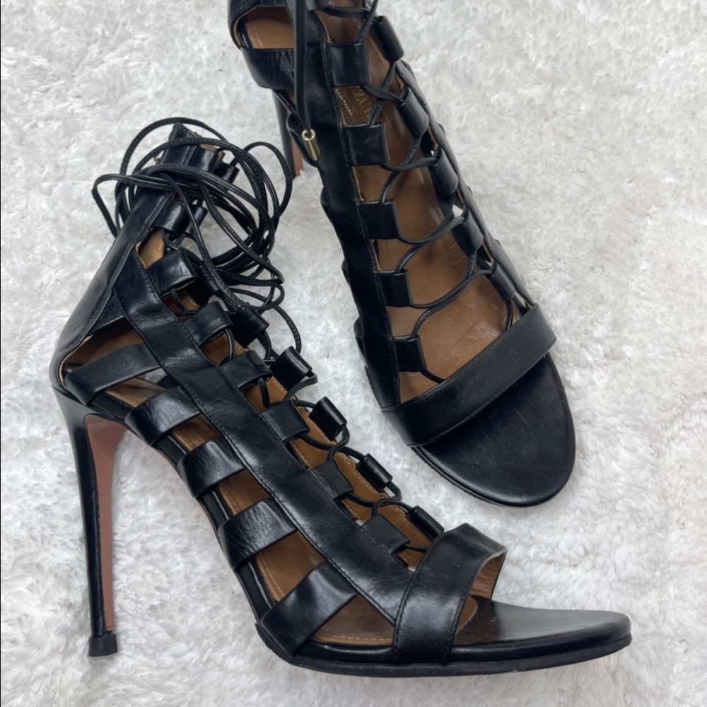 Aquazzura Firenze Vero Cuoio Black Spider , size 8.5